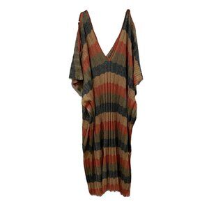 Women’s Zara Knit Beach Dress Long Maxi Multicolor Striped Cover Up Size Small S